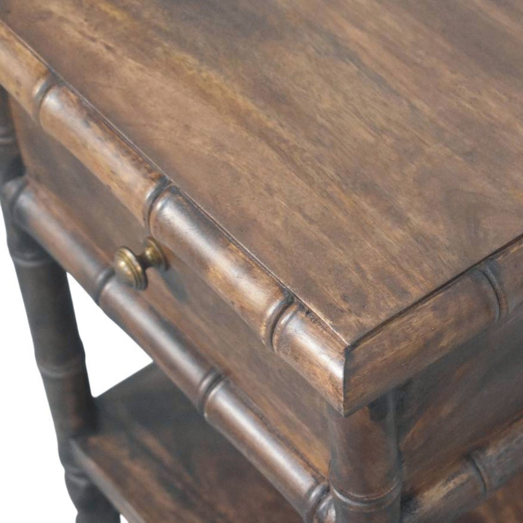 Solid Wood Bamboo Carved Bedside Table