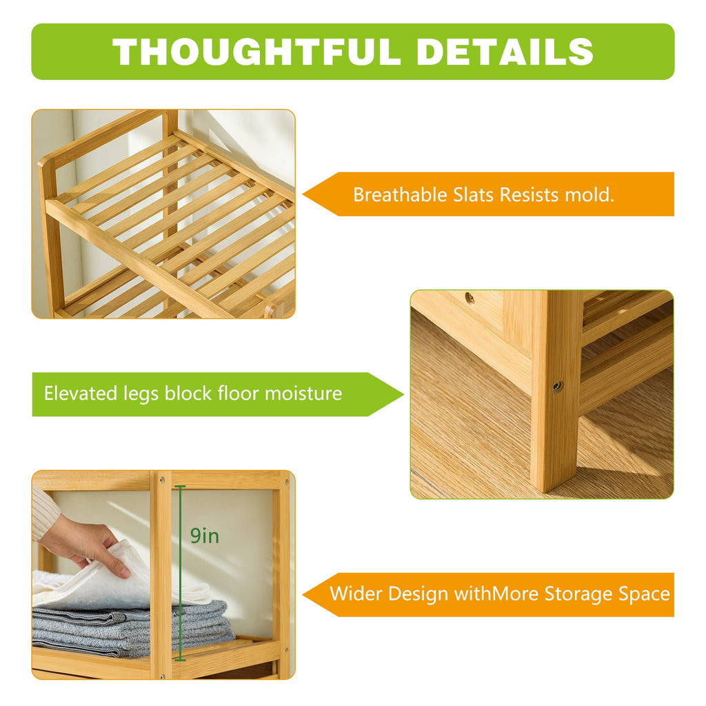 Laundry Hamper with 2-Tier Shelves & Tilt-Out Basket