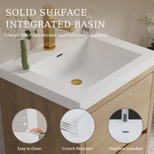 24" Wall-Mounted Bathroom Vanity with Sink