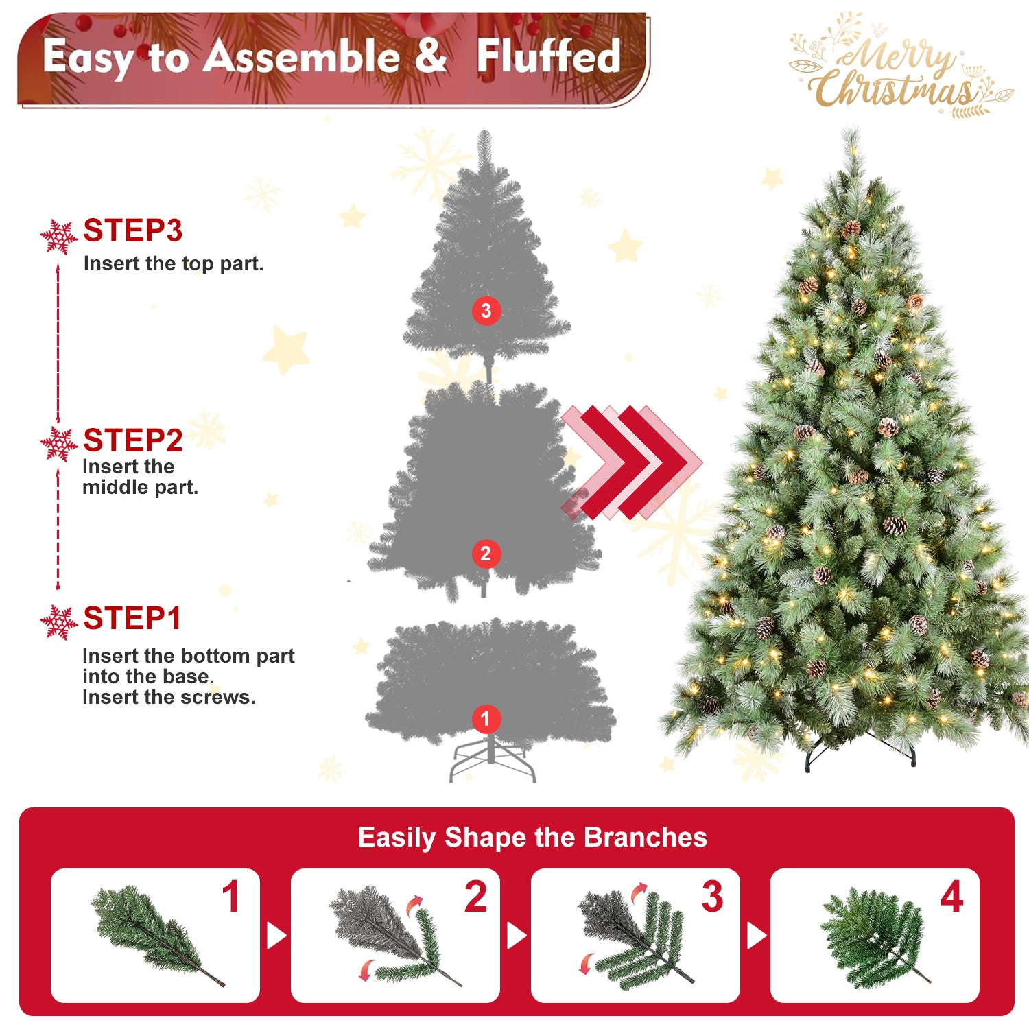 7.5FT Christmas Tree with 450 Warm Lights