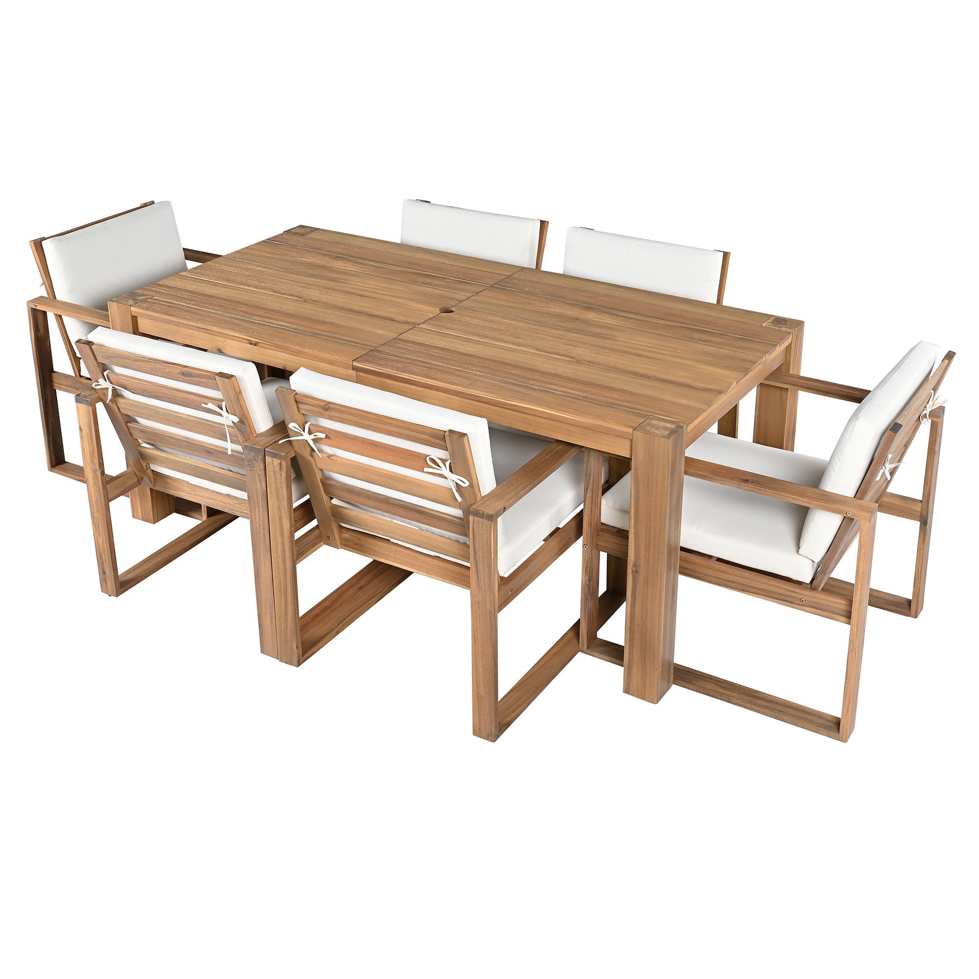 TREXM Patio Table and Chairs Set, 7-Piece Outdoor Dining Set for 6