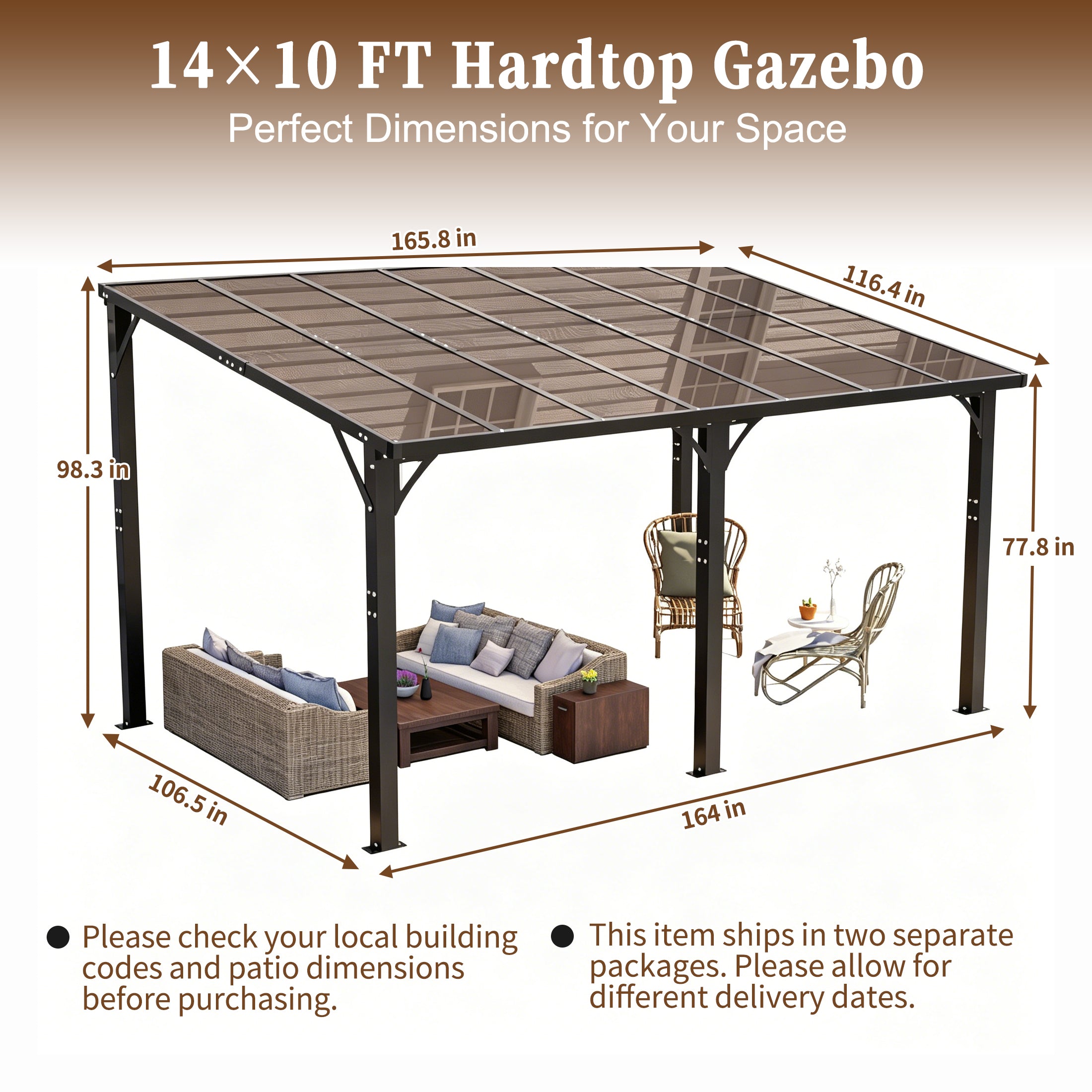14x10 FT Hardtop Gazebo