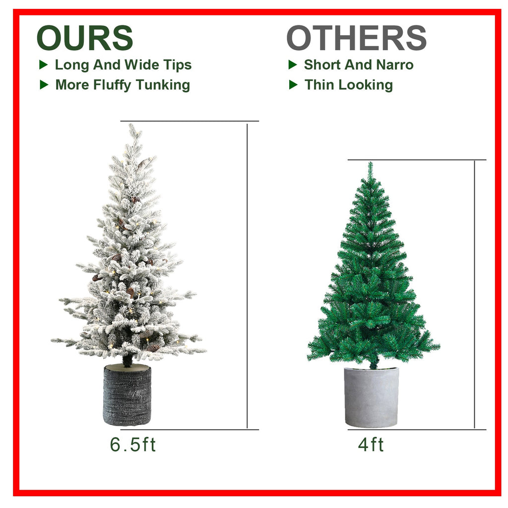 6.5FT Flocked Christmas Tree with Pot Base