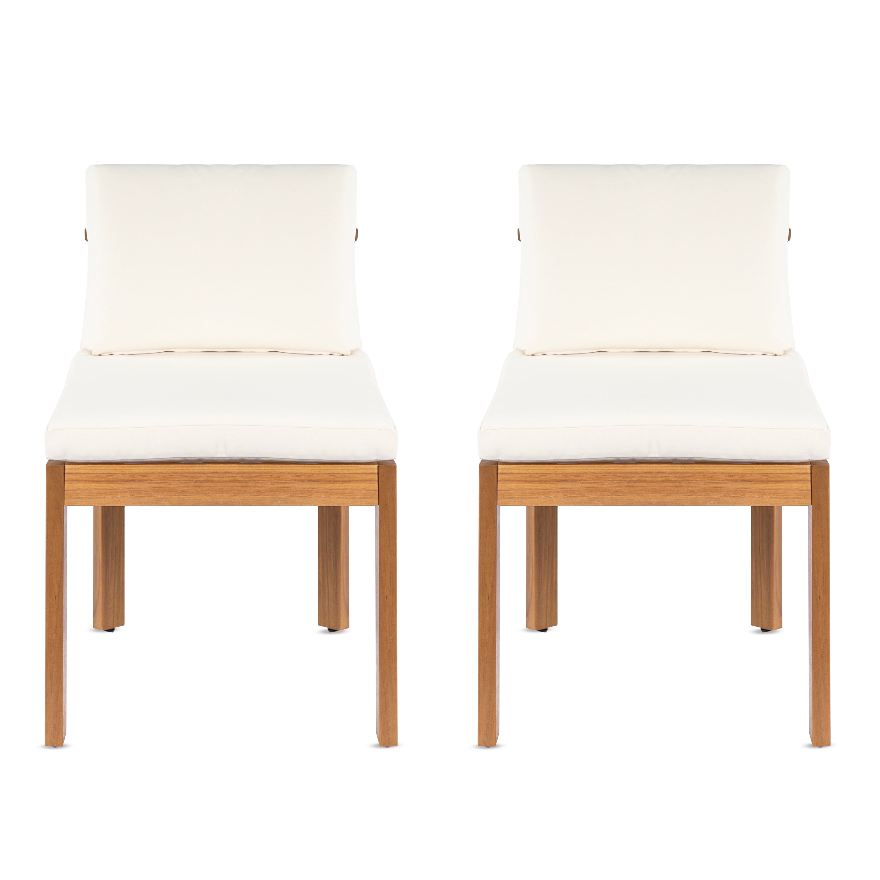 Acacia Wood Outdoor Dining Chair (Set of 2), Teak Finish Wood +
