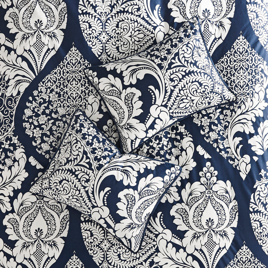 7 Piece Cotton Printed Comforter Set Indigo Queen