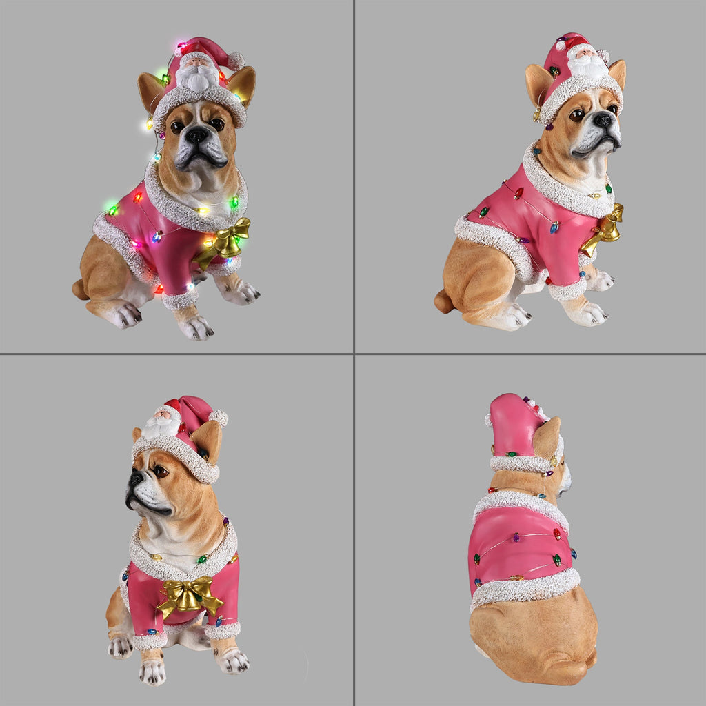 Christmas French Bulldog Statue