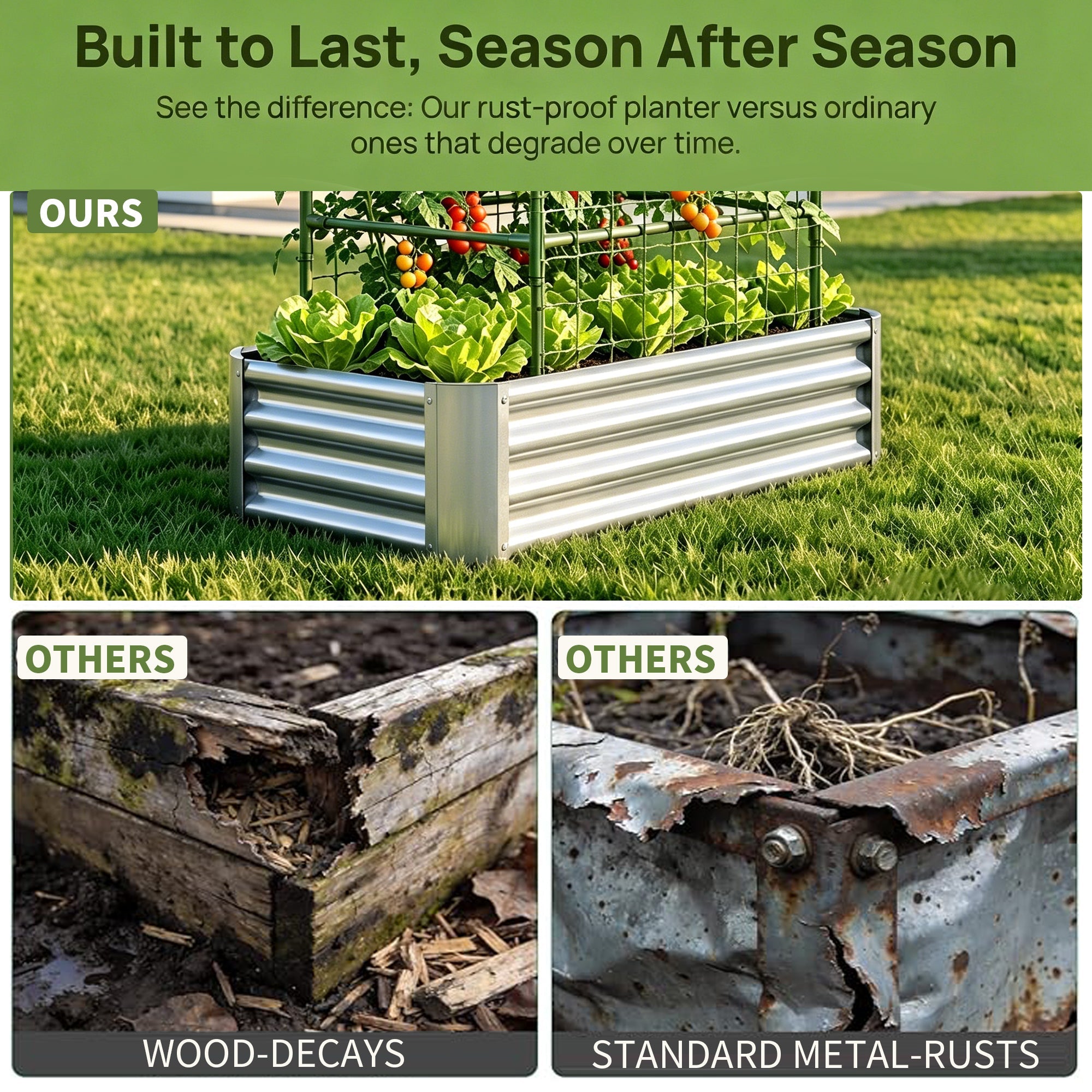 2-in-1 Raised Garden Bed with Trellis