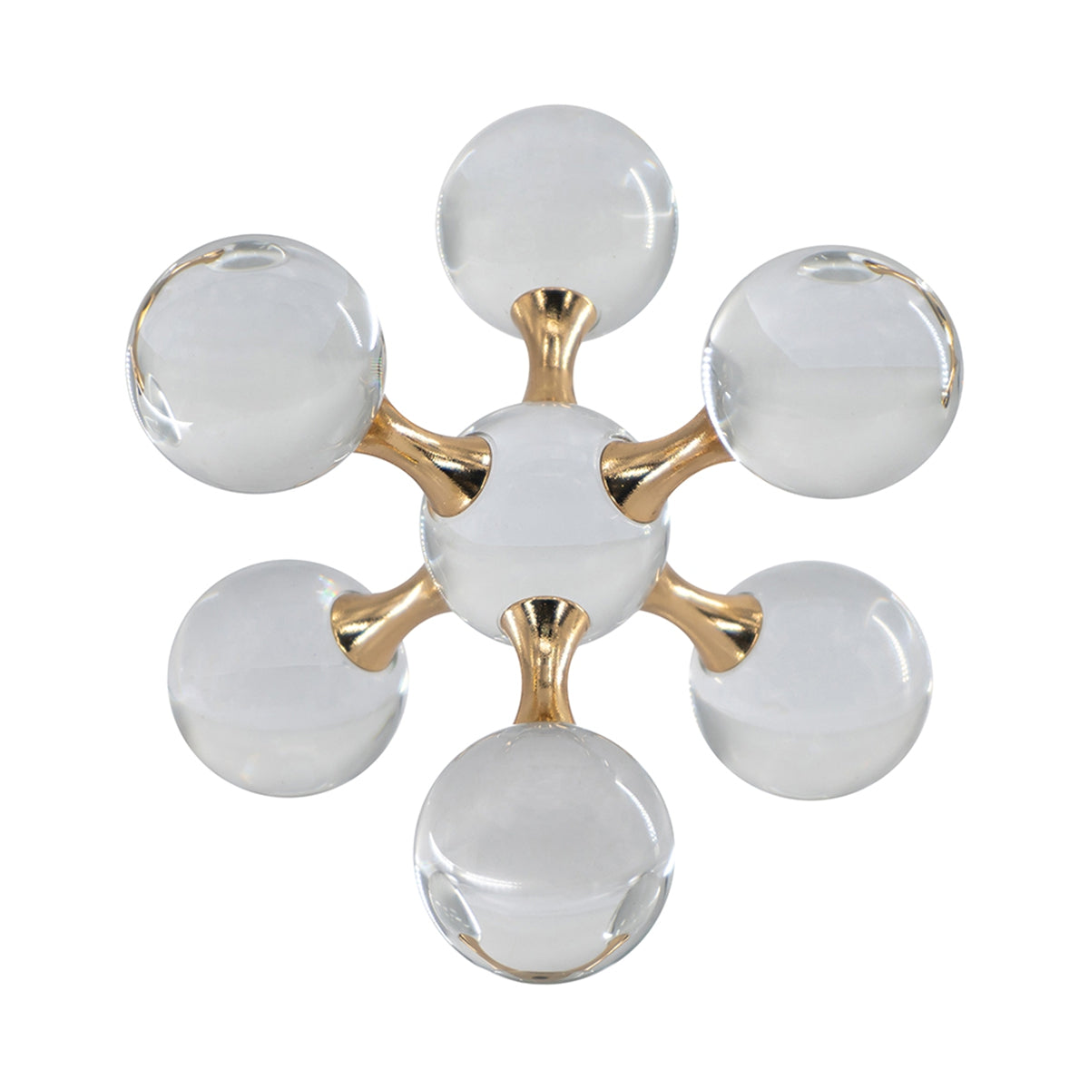 7.9" x 7.9" x 7.9" Clear and Gold Decorative Sculpture