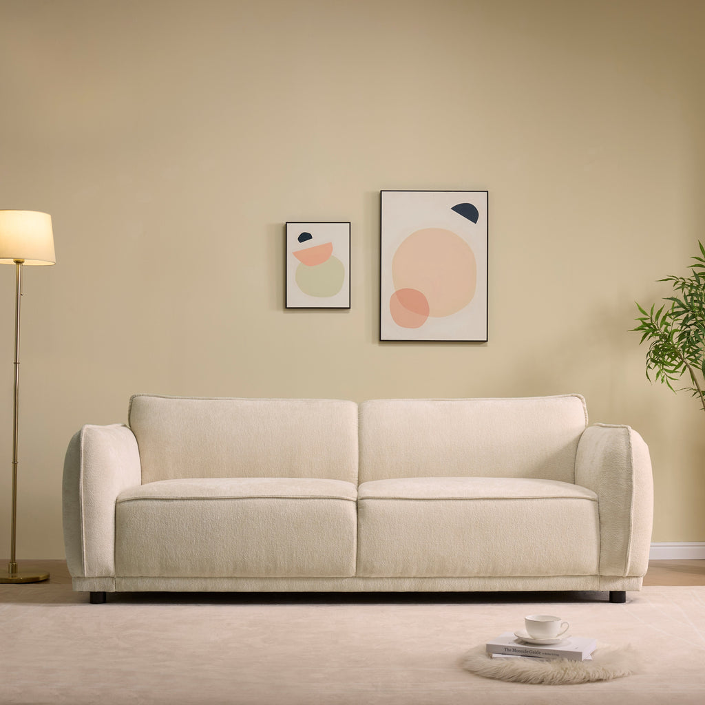 Oslo 84" Round Arm 3 Seater Modern Upholstered Boucle Sofa