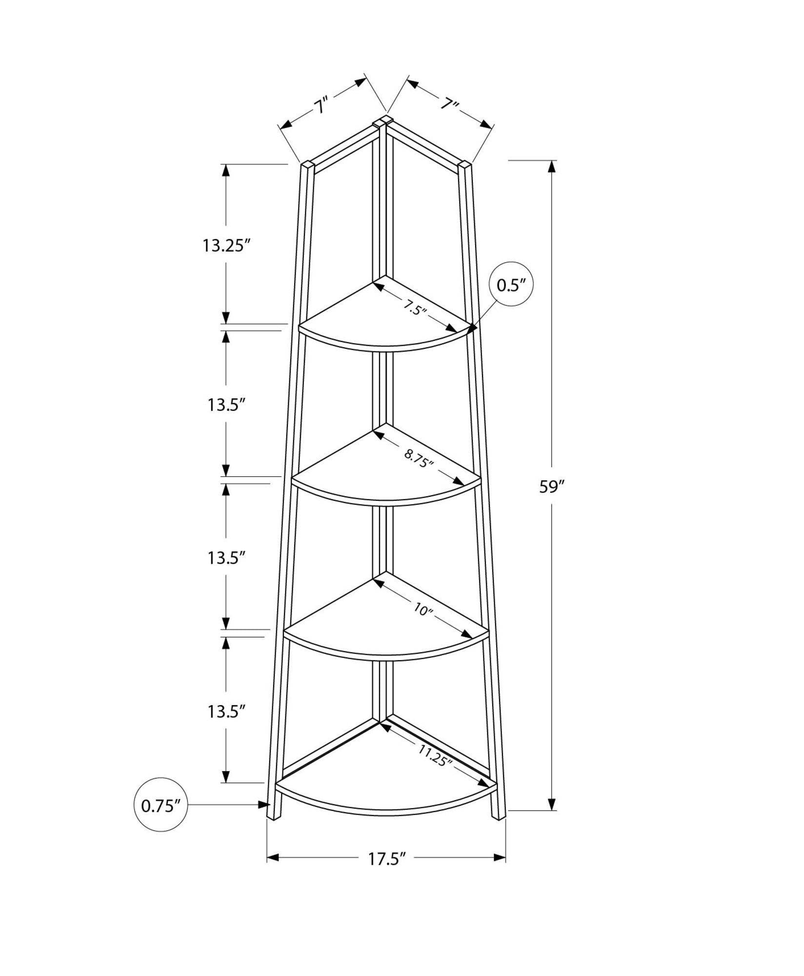 Bookshelf Etagere Corner 4 Tier Office Contemporary & Modern
