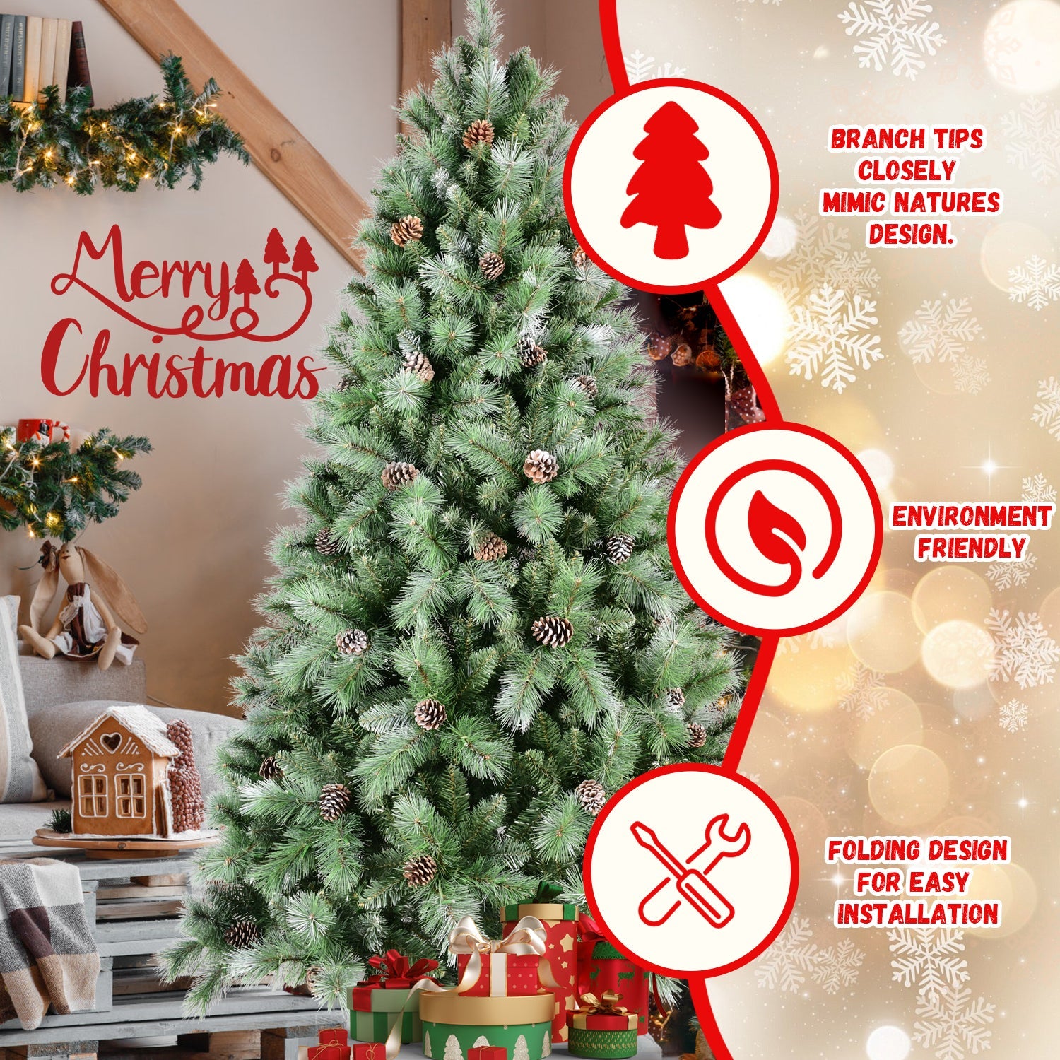 5FT Christmas Tree with 51 Pine Cones