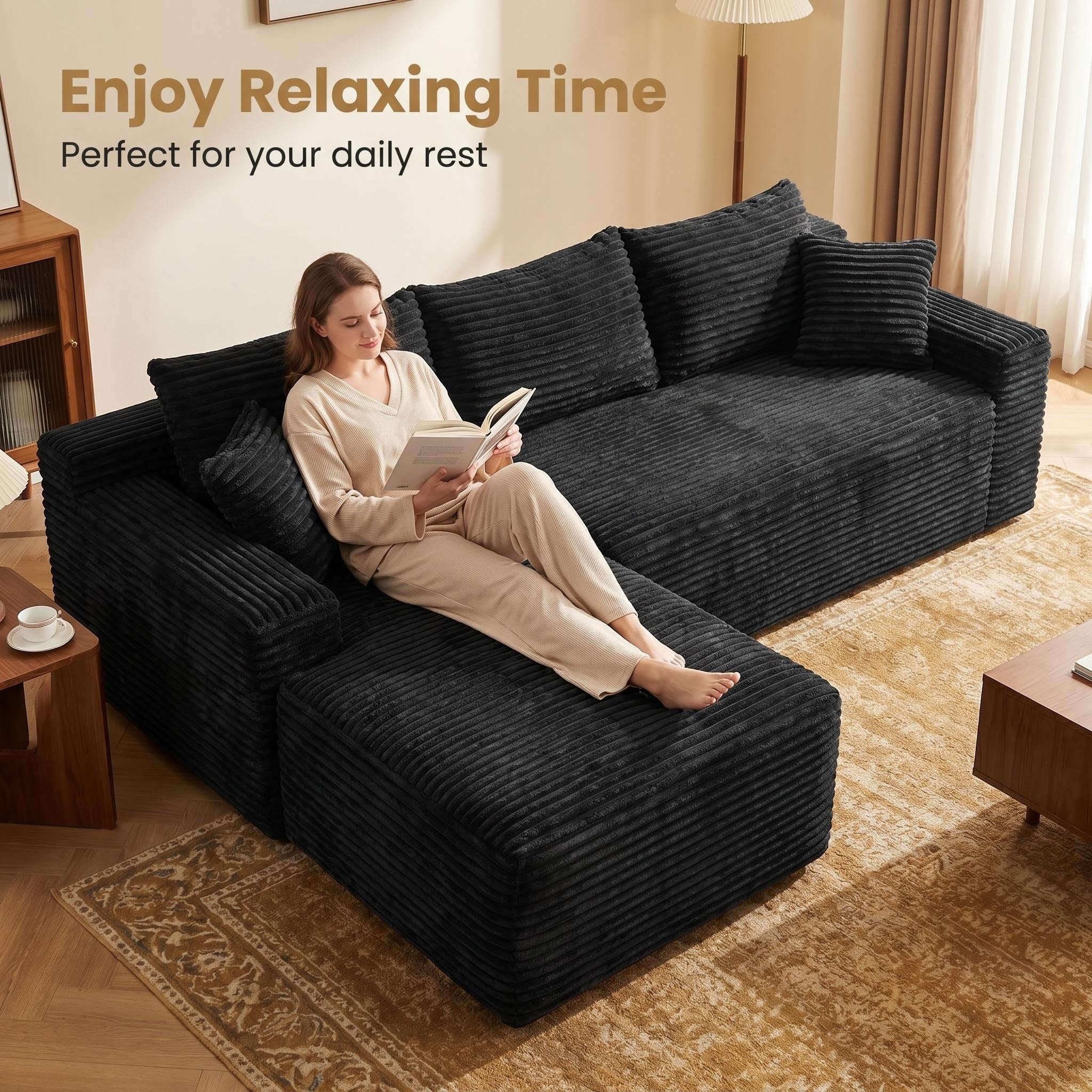 94.5" Cloud Modular Sectional Sofa Couch with L-Shape Chaise