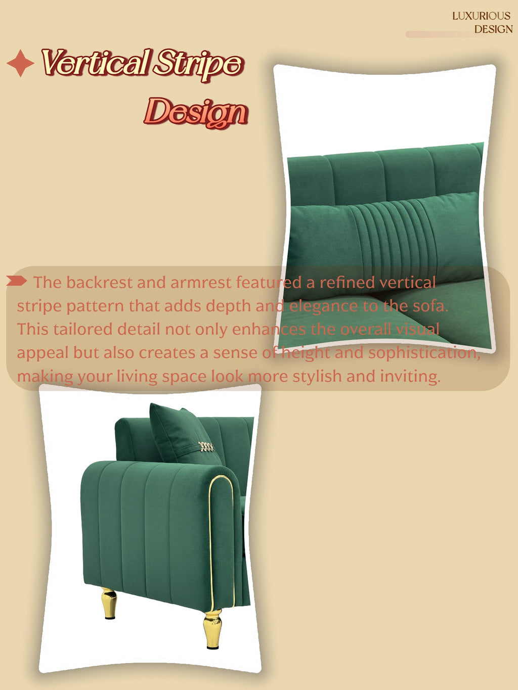 Contemporary Upholstered Sofa Couch - 87.4 Inches