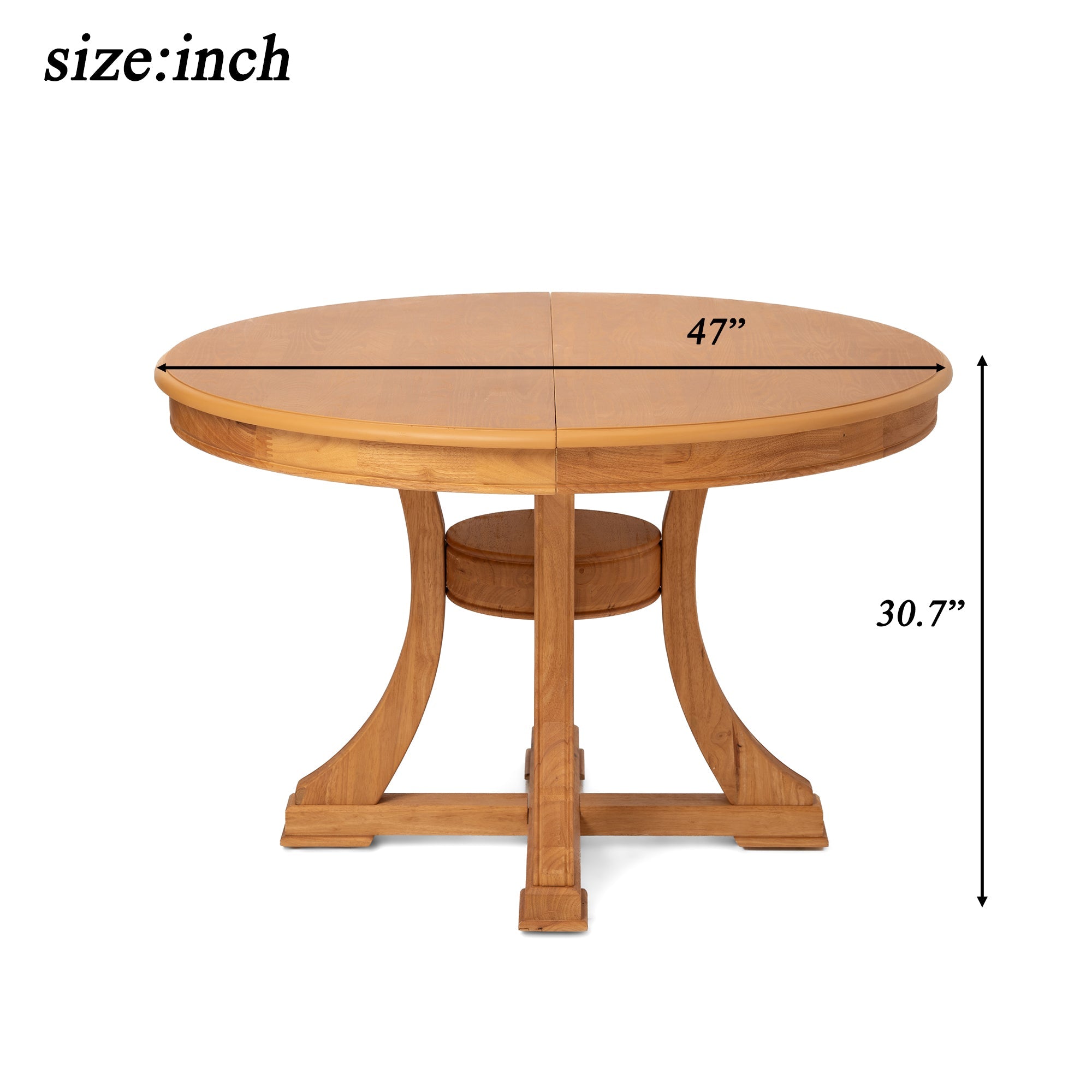 Extendable Round Rubber Wood Dining Table