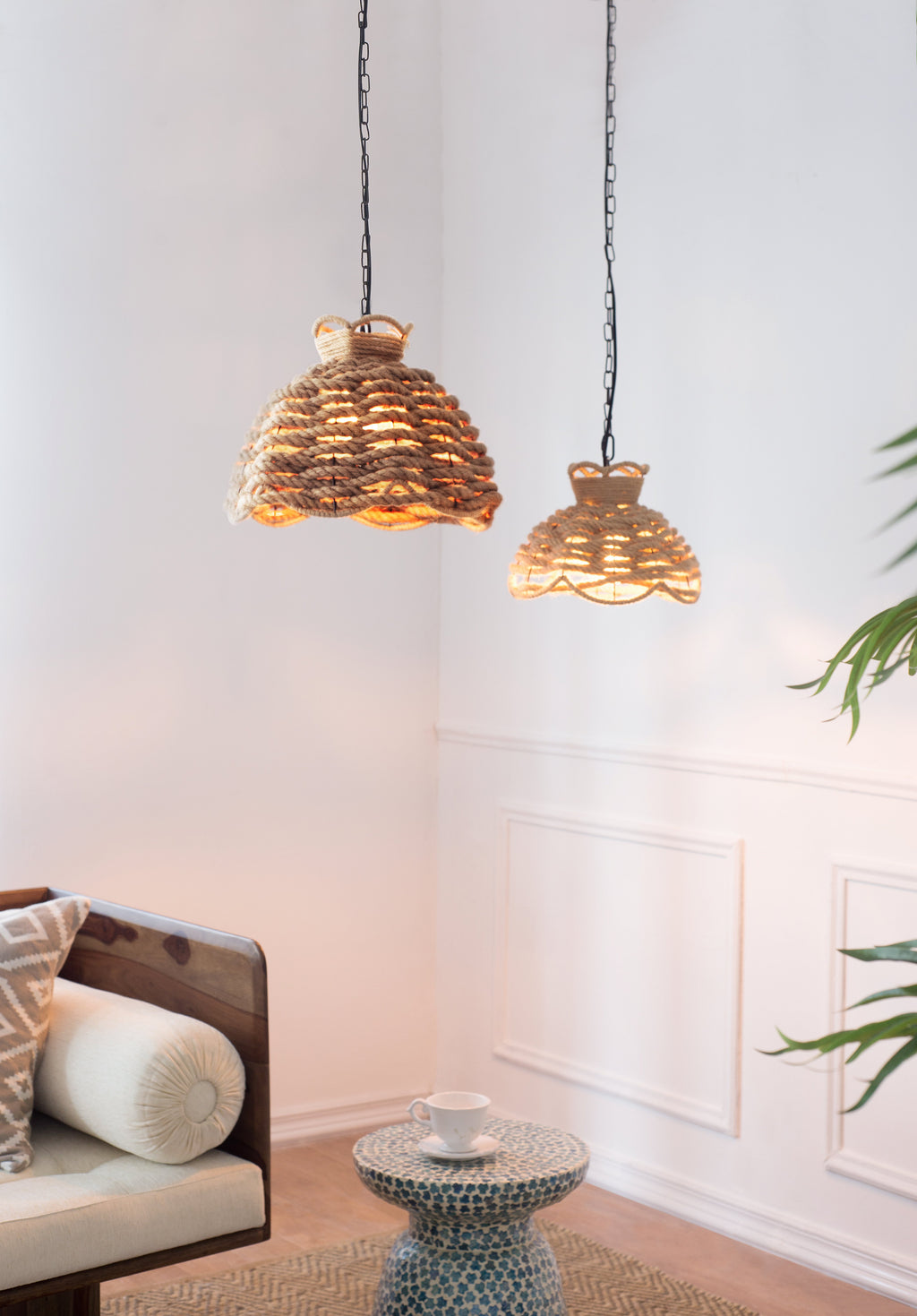 S/2 Rope Woven Chandelier