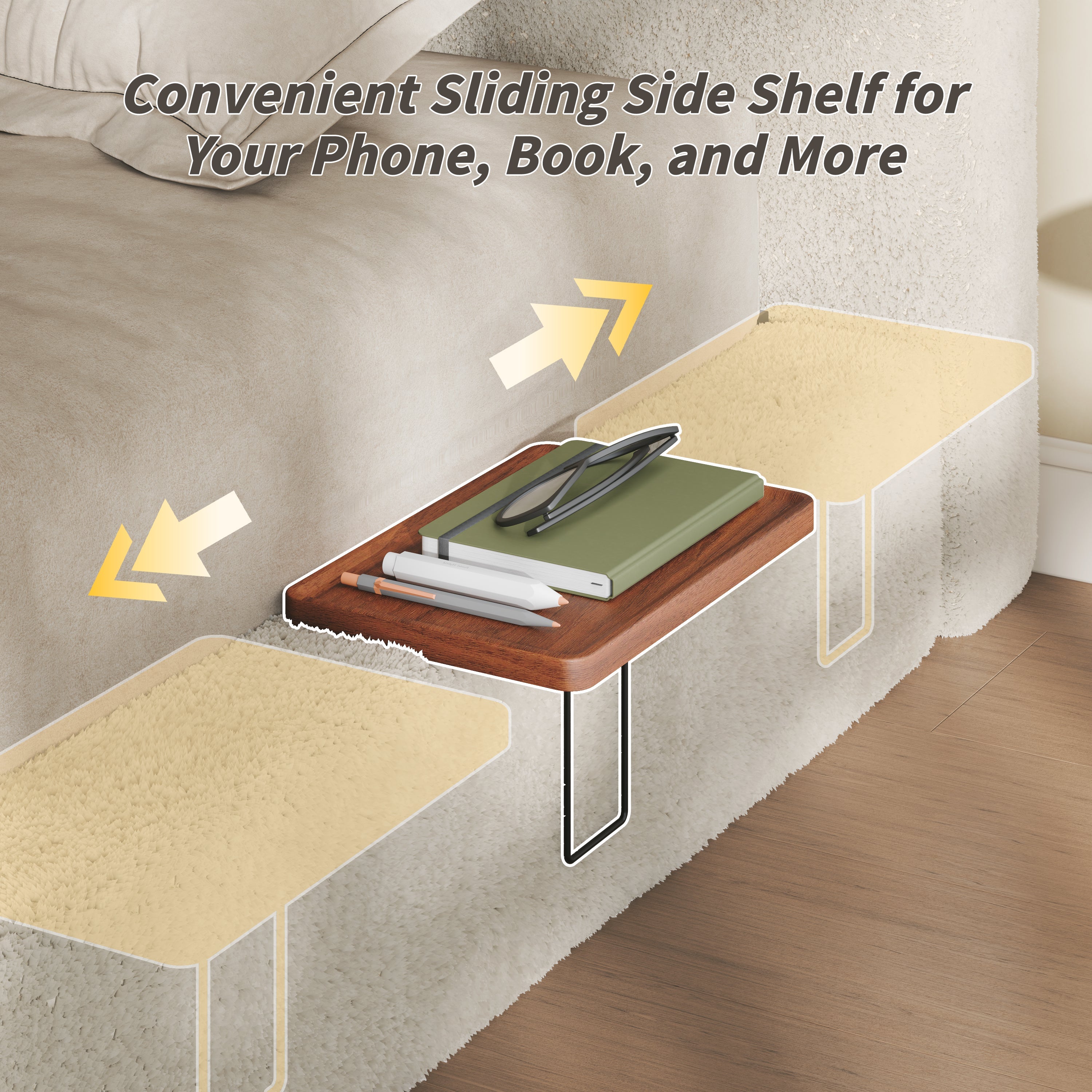 AirFrame King Bed Frame with Adjustable Sliding Side Table