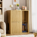 31.5-inch Light Wood Cat Litter Cabinet with Cat Tree