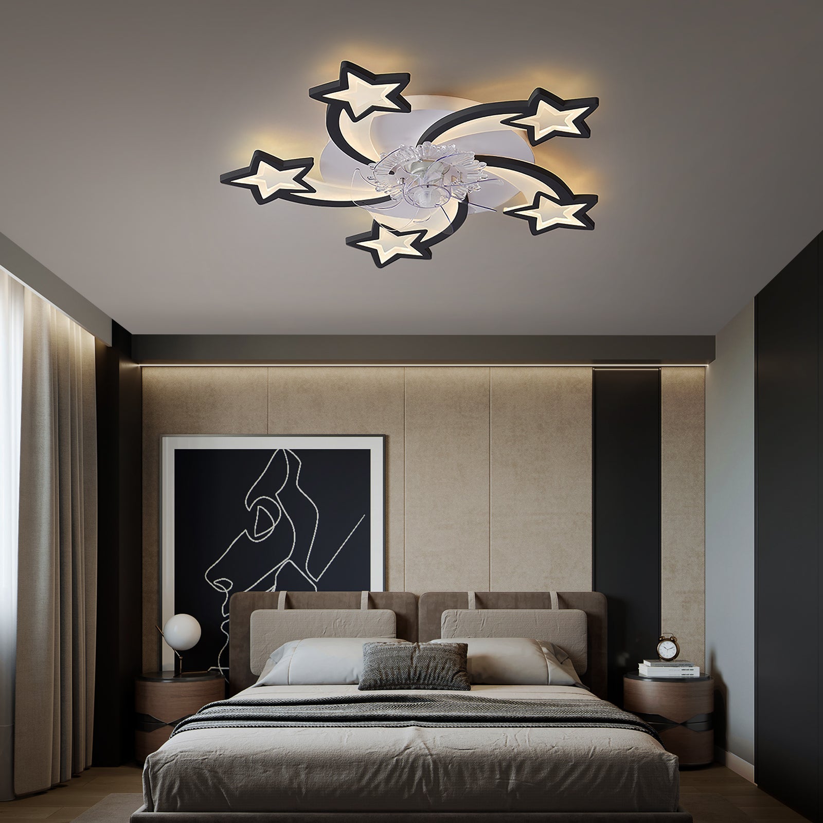 29 Inches Ceiling Fan with Lights Remote Control Dimmable LED