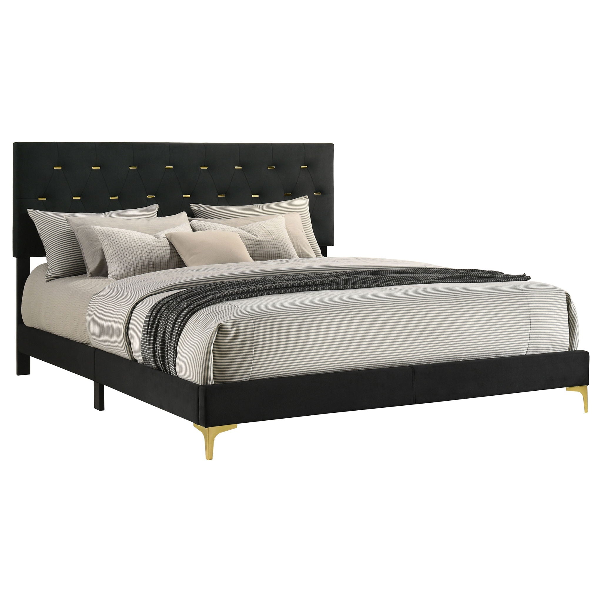 Kendall Upholstered Eastern King Panel Bed Black