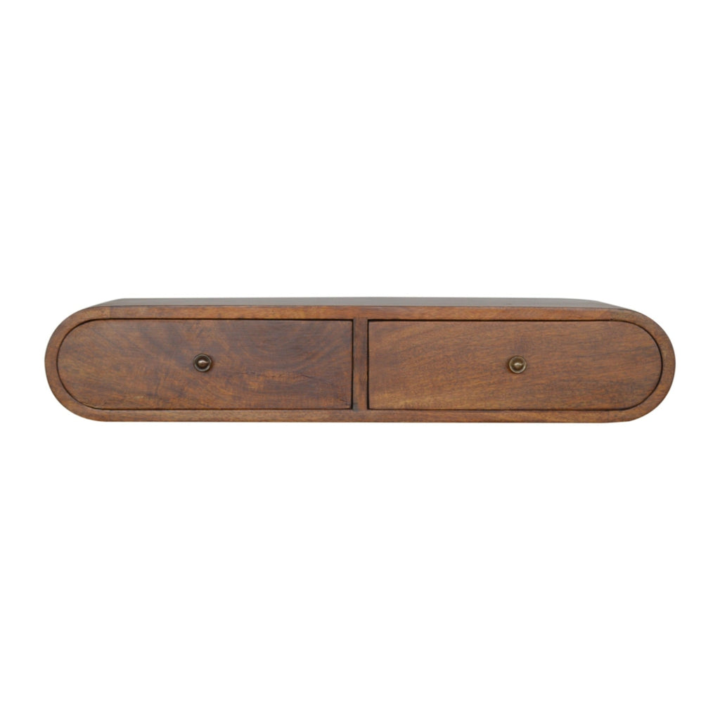 Solid Wood Floating London Console, 2-Drawers, Chestnut