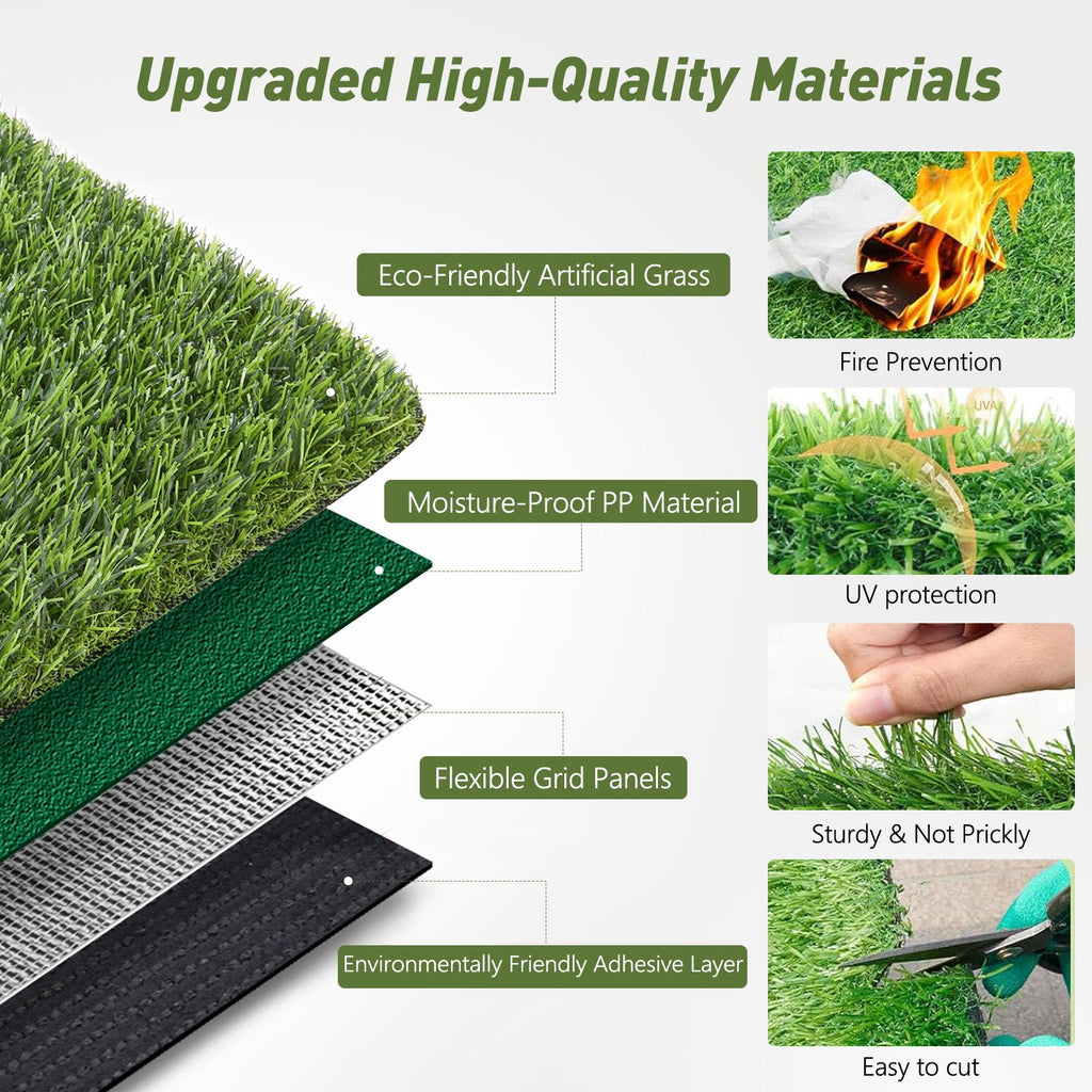 Realistic Deluxe Artificial Grass Synthetic Thick Lawn Turf Carpet