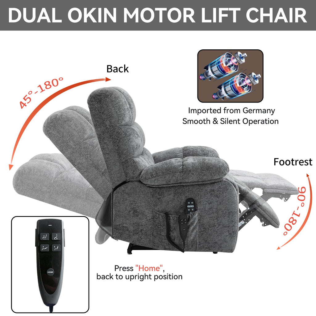 Lift Recliner Chair Heat Massage Dual Motor Infinite Position