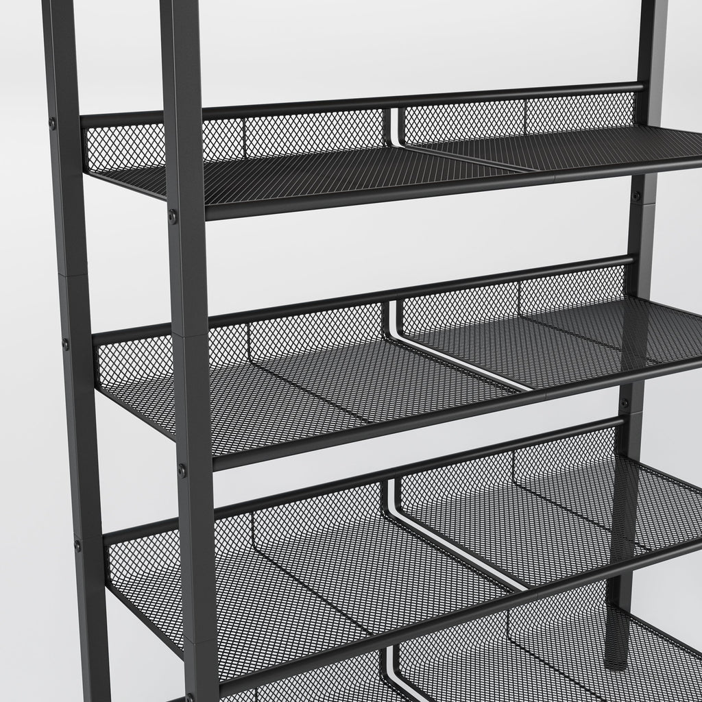 Industrial Shoe Rack with 4 Mesh Shelves