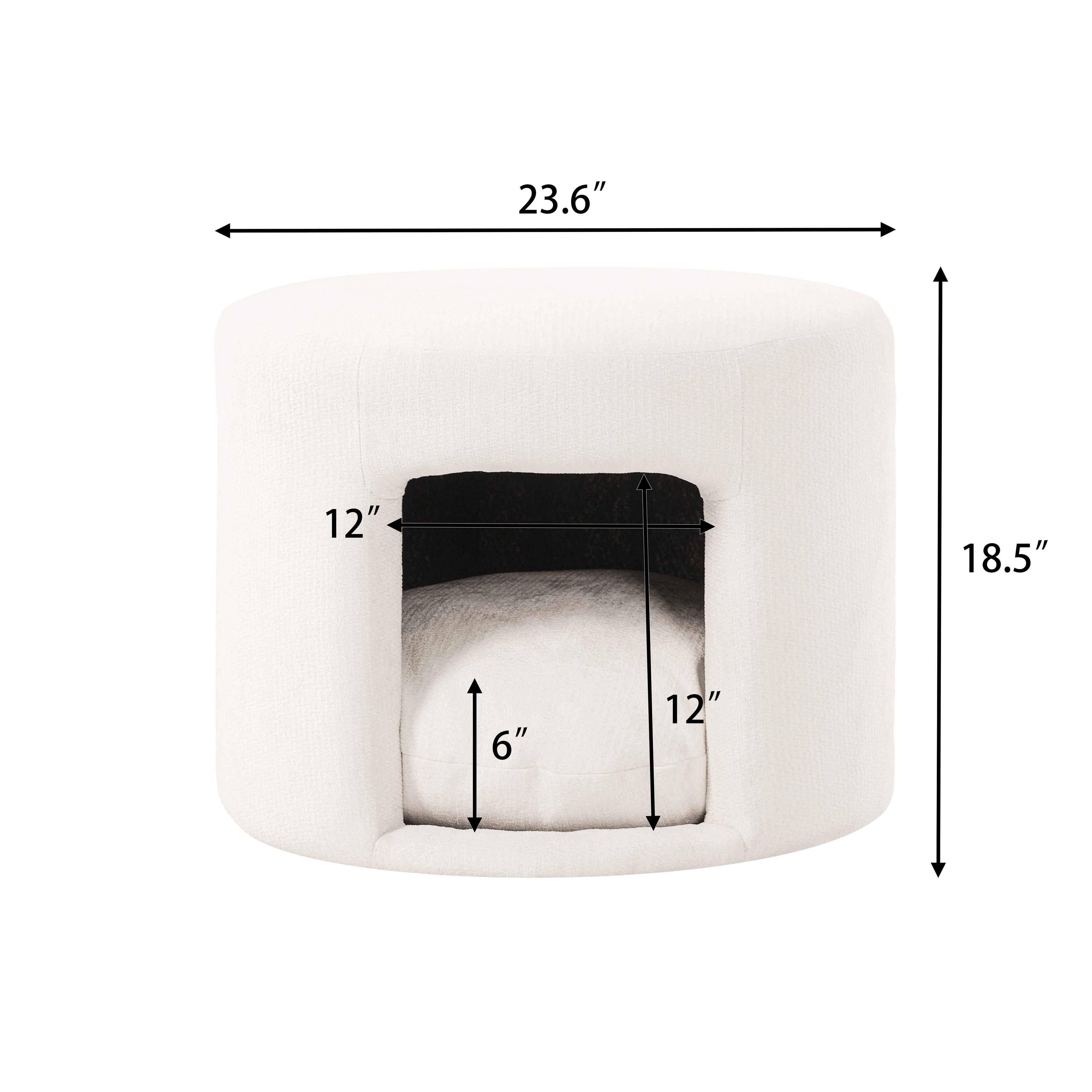 Beige Pet-Friendly Ottoman with Removable Pet Cushion and Hidden Nook