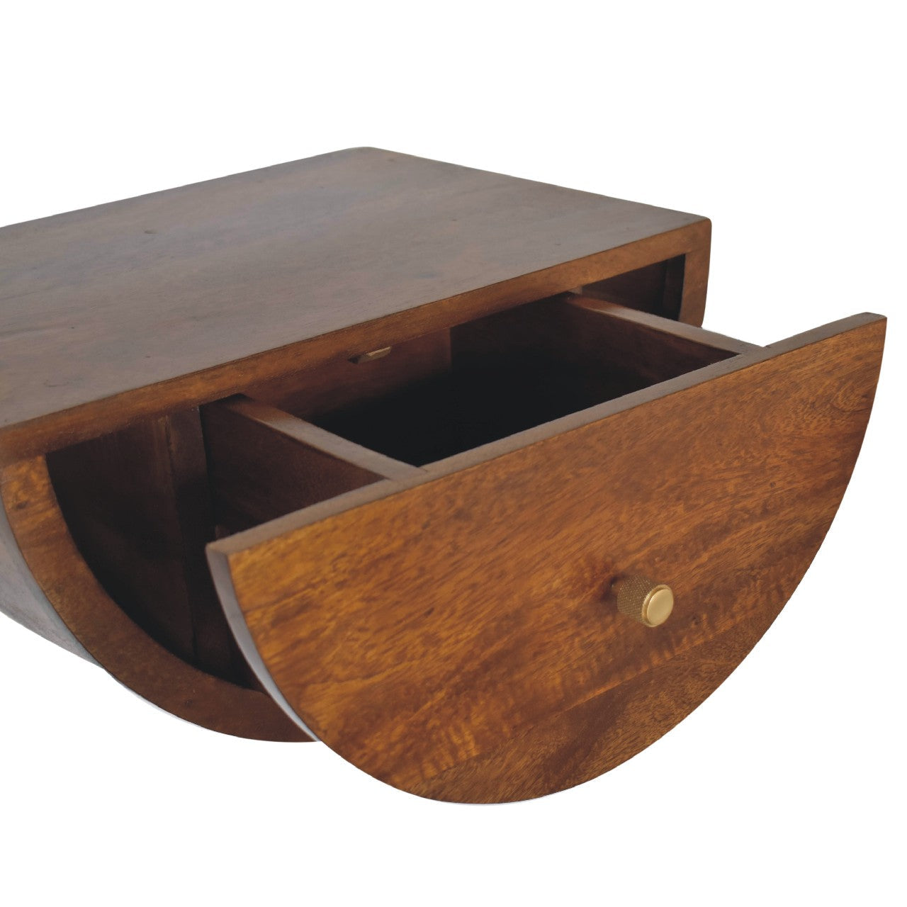 Solid Wood Chestnut Crescent Floating Nightstand
