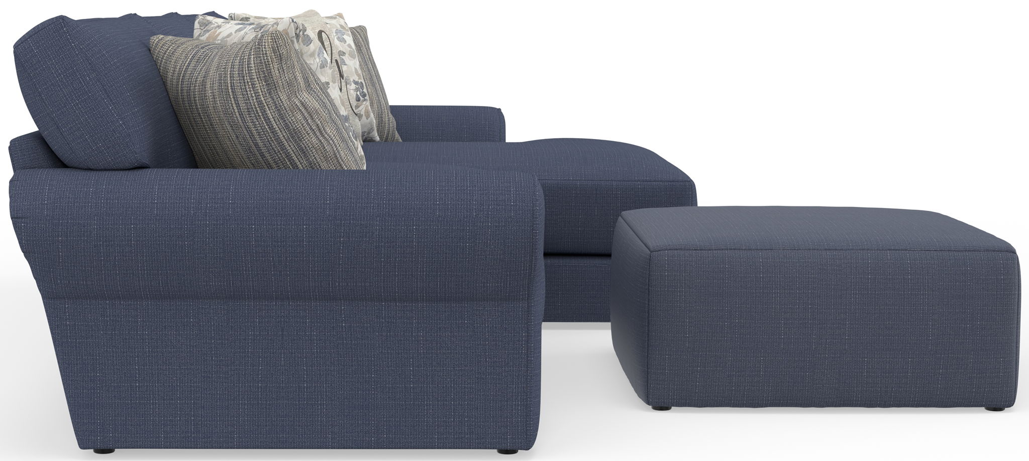 Cape May - Sofa Chaise With Comfort Coil Seating, 41" Cocktail Ottoman And 5 Accent Pillows Included