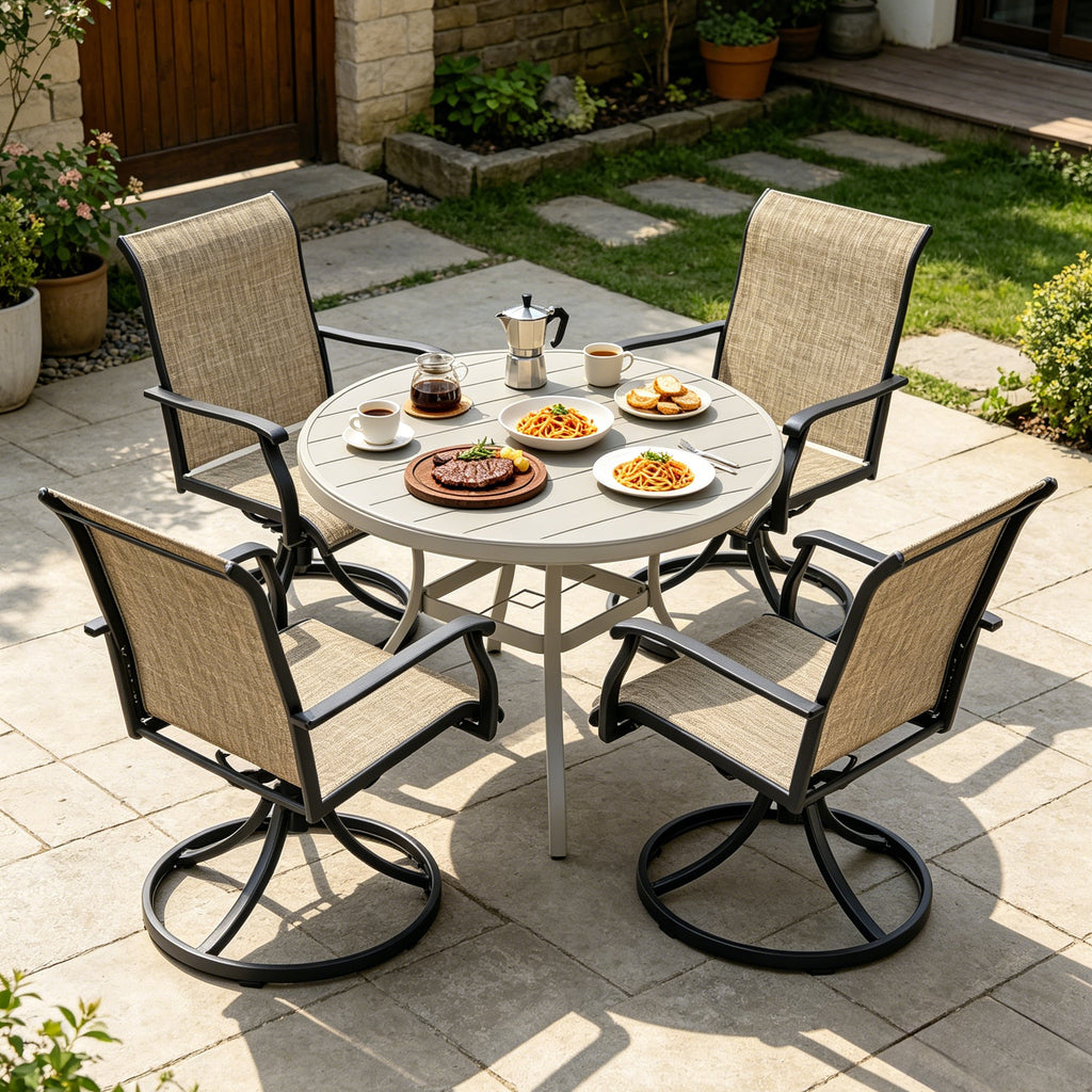 Outdoor Patio Furniture Set for 4 with Swivel Chairs