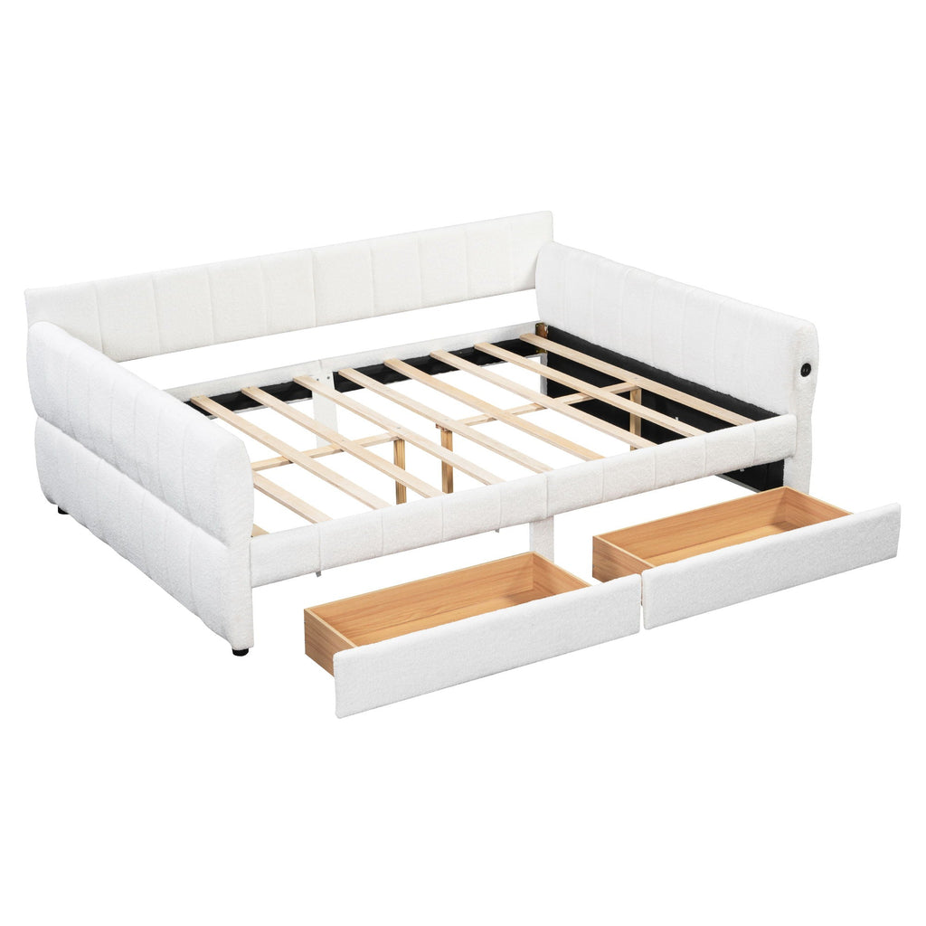 Upholstered Platform Bed With USB Charging