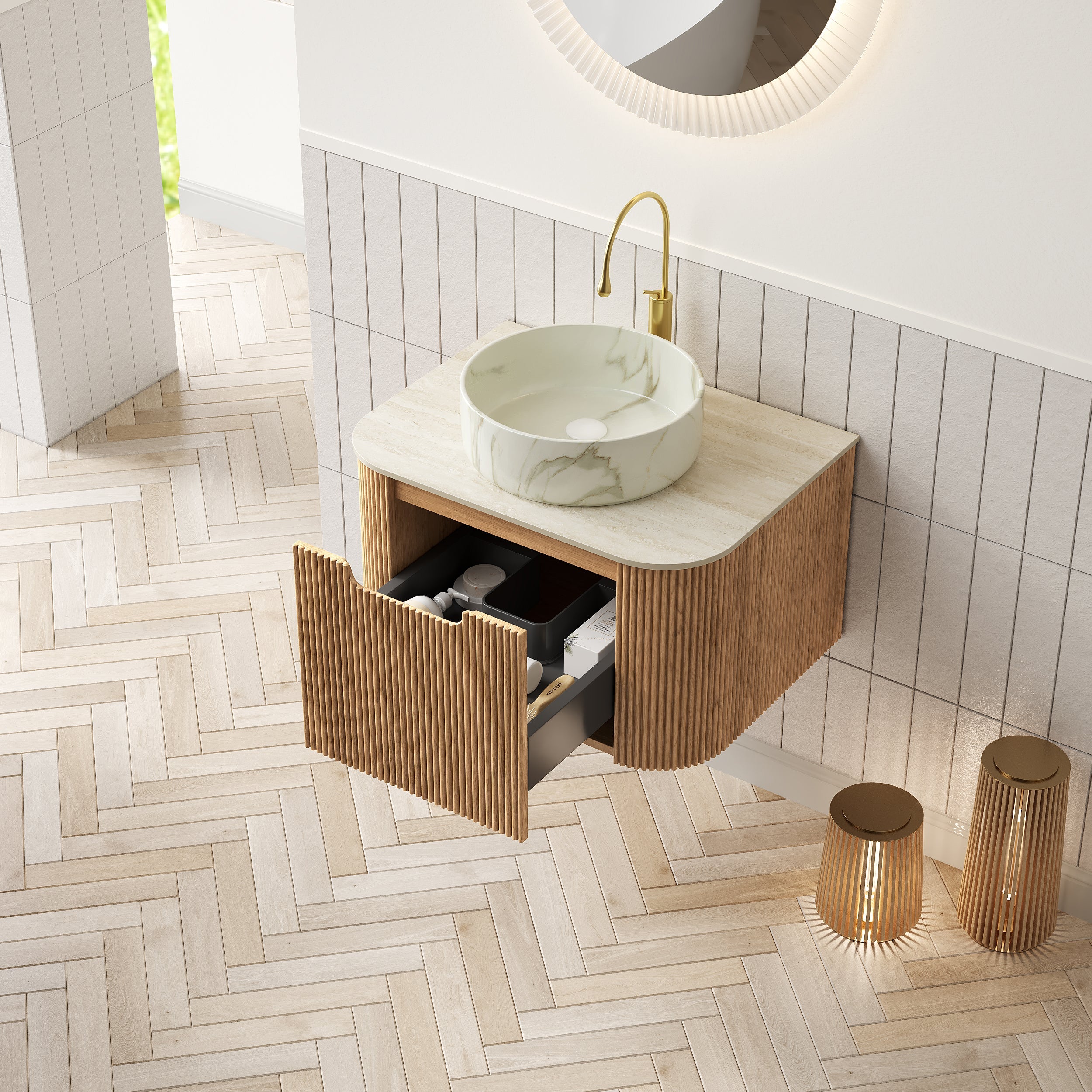 DINA 24" Bathroom Vanity With Ceramic Sink and Floating Cabinet