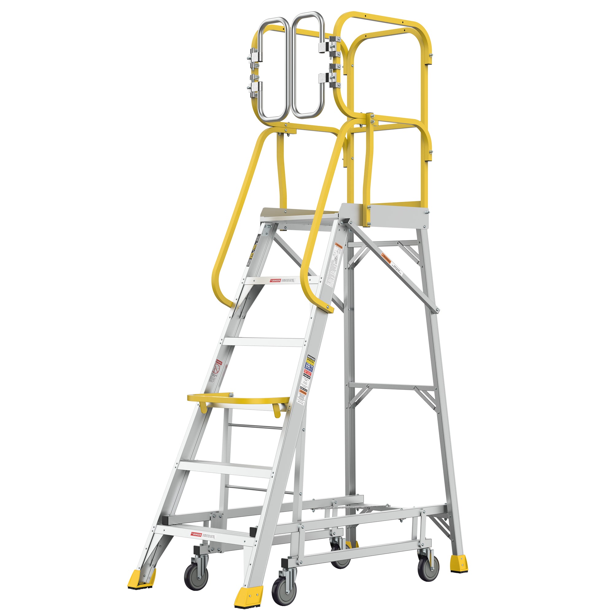 6 Step 375lbs Aluminum Rolling Platform Ladder