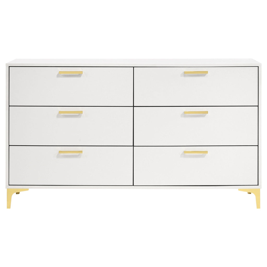 Karena - Rectangular 6 Drawer Dresser - White