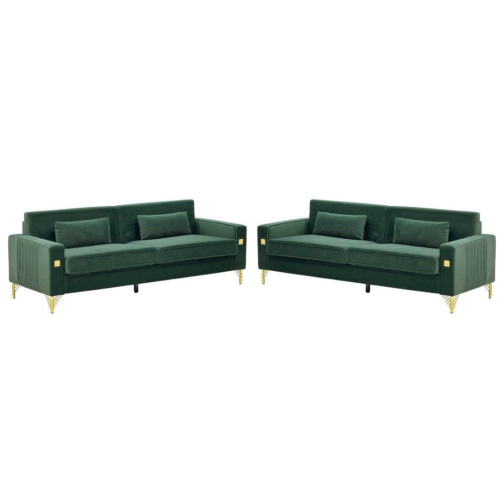 Emerald Green Velvet 2-Piece Sofa Set