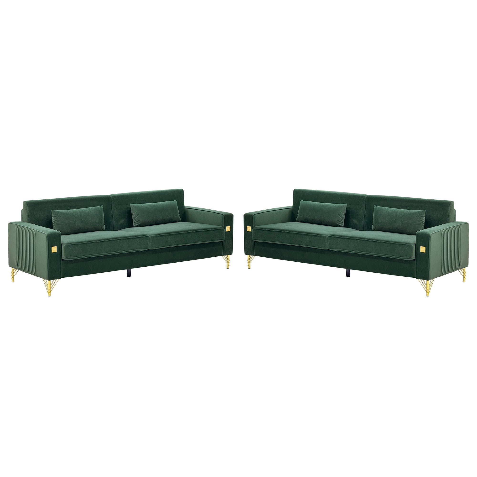 Emerald Green Velvet 2-Piece Sofa Set