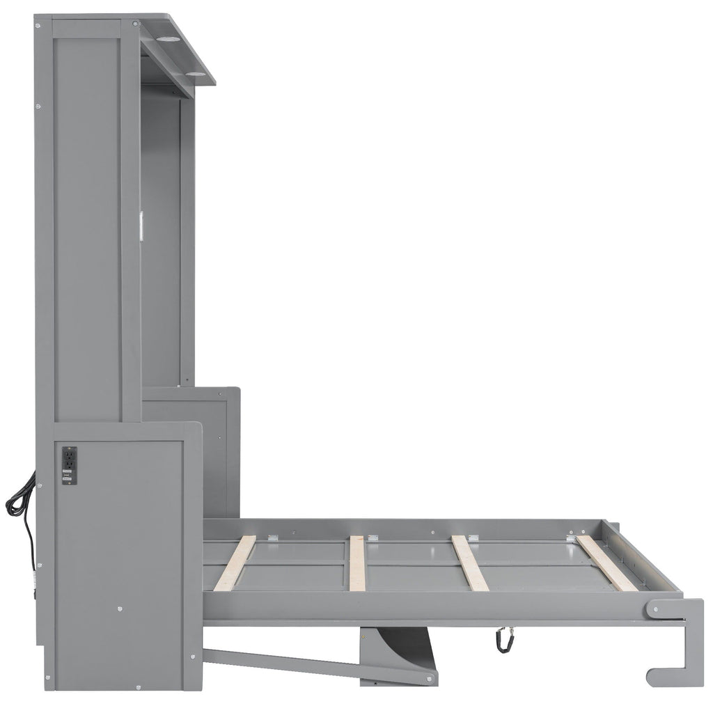 Murphy Bed With Desk, LED Lights & USB Charging Station