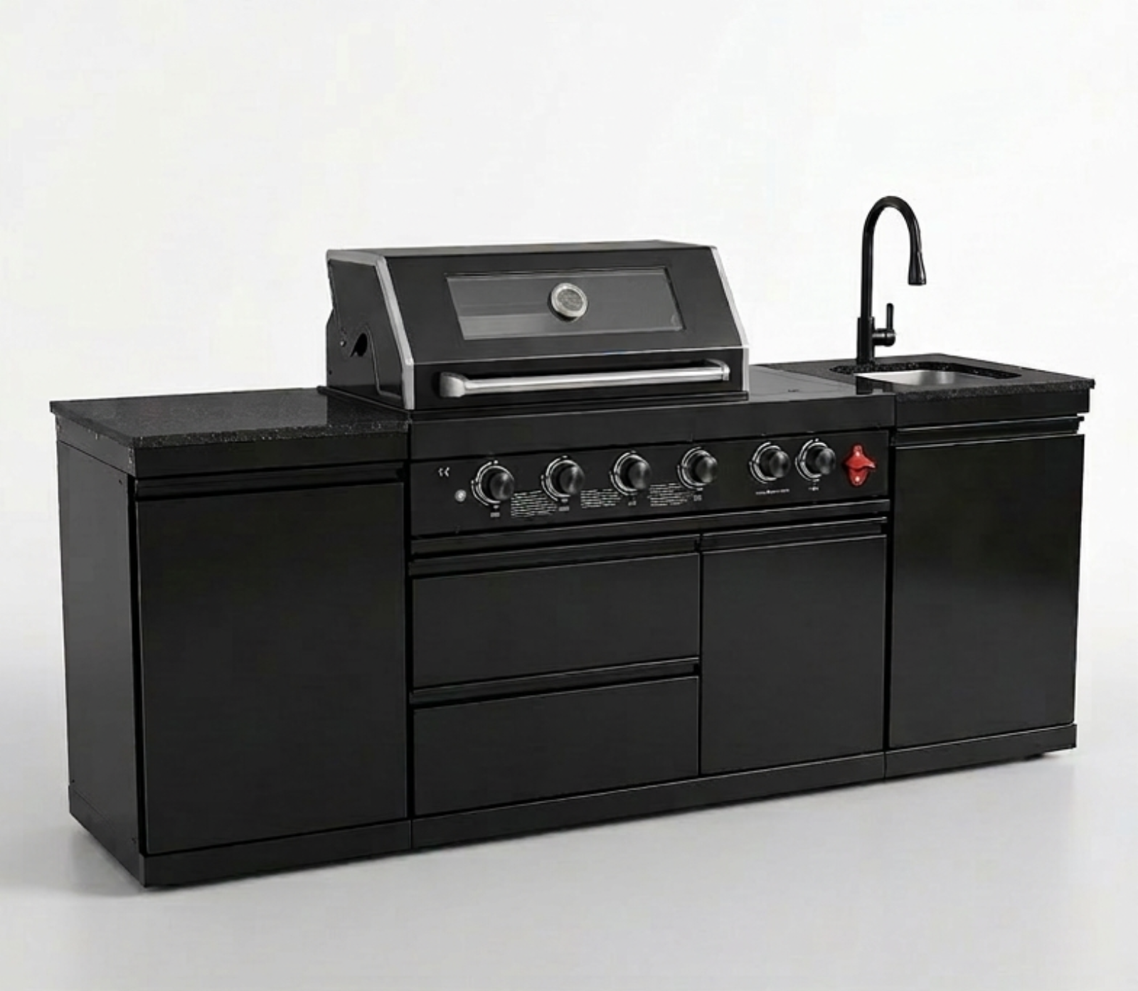 84.7 Inch 4-Burner Deluxe Stainless Steel Propane Gas Outdoor Kitchen Barbecue Island Grill