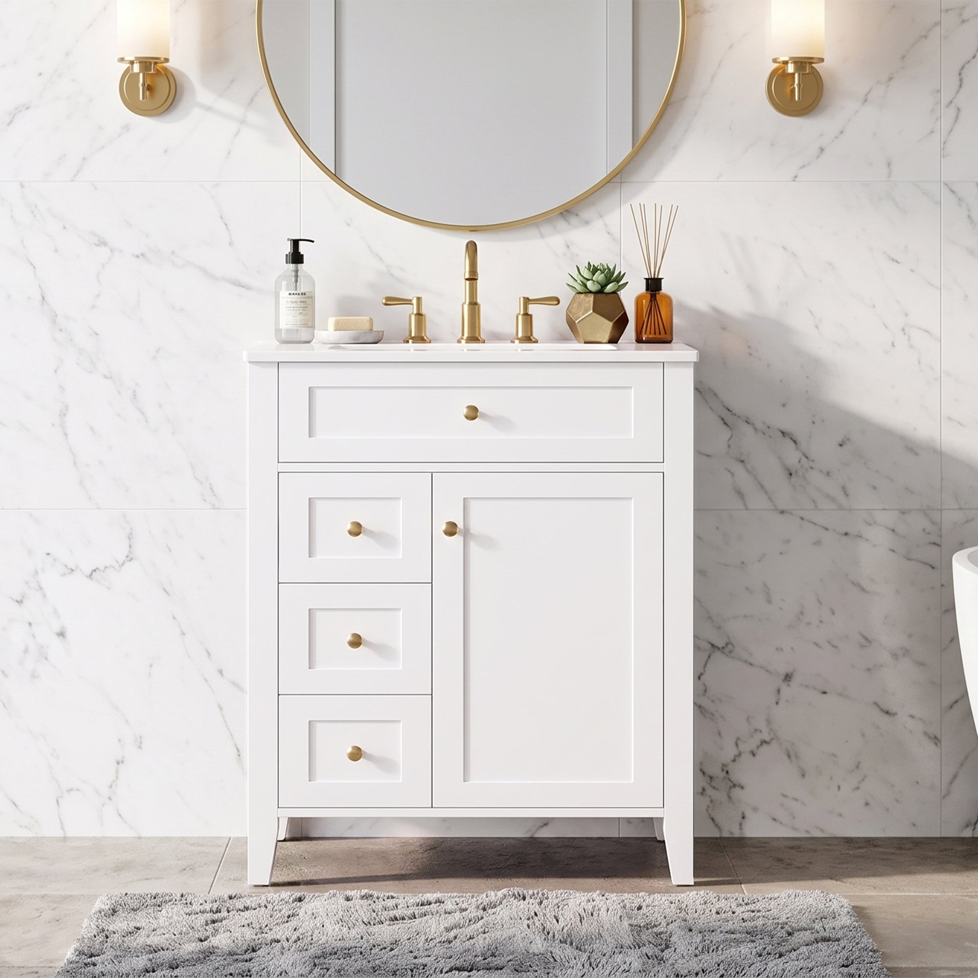24" Modern Bathroom Vanity with Ceramic Sink