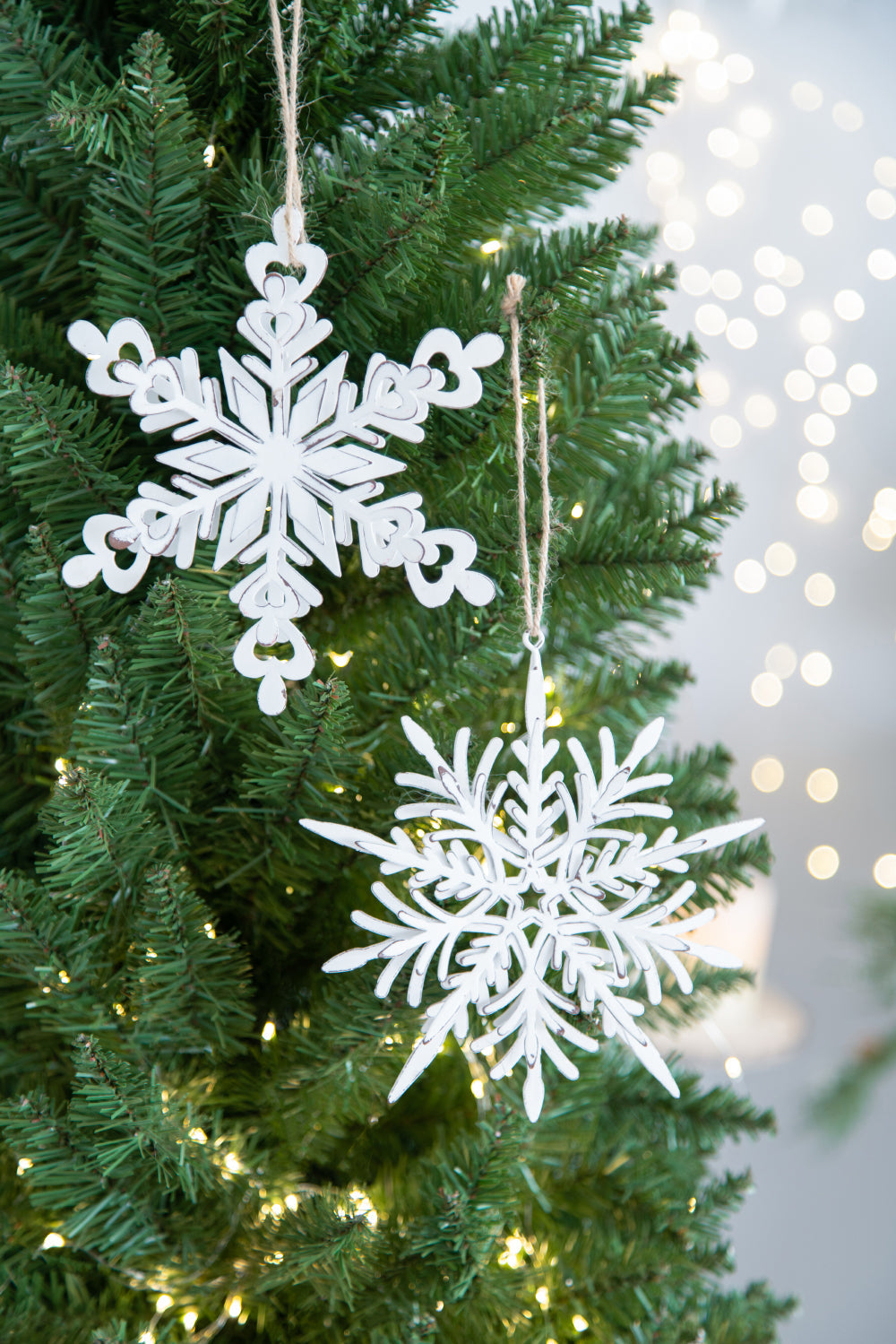 Set of 6 Iron Snowflake Hanger Christmas Tree Ornaments