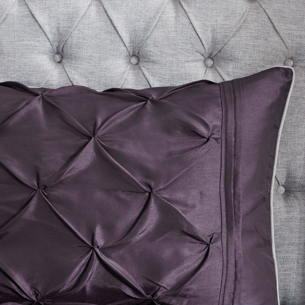 7 Piece Tufted Comforter Set Plum Queen