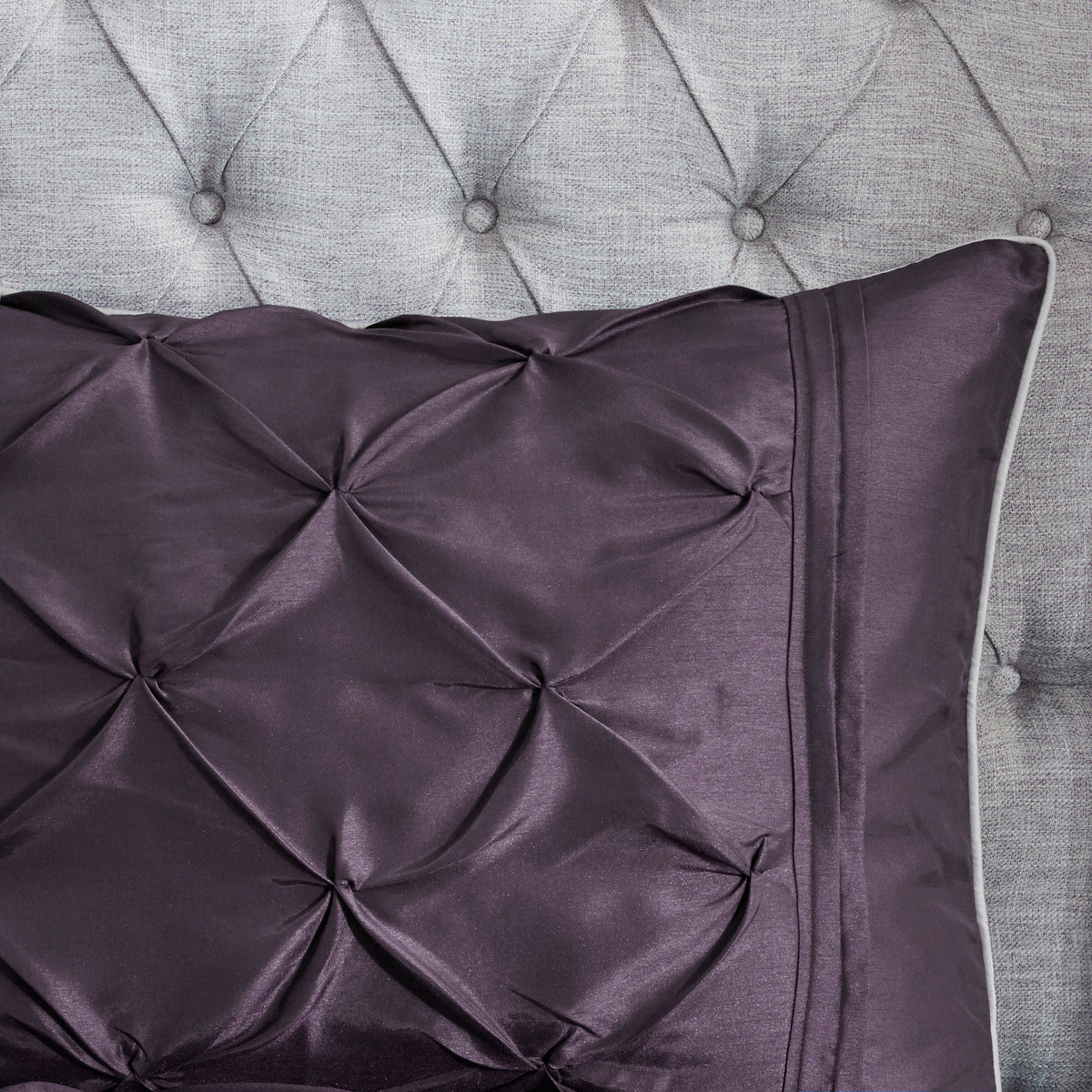 7 Piece Tufted Comforter Set Plum Queen