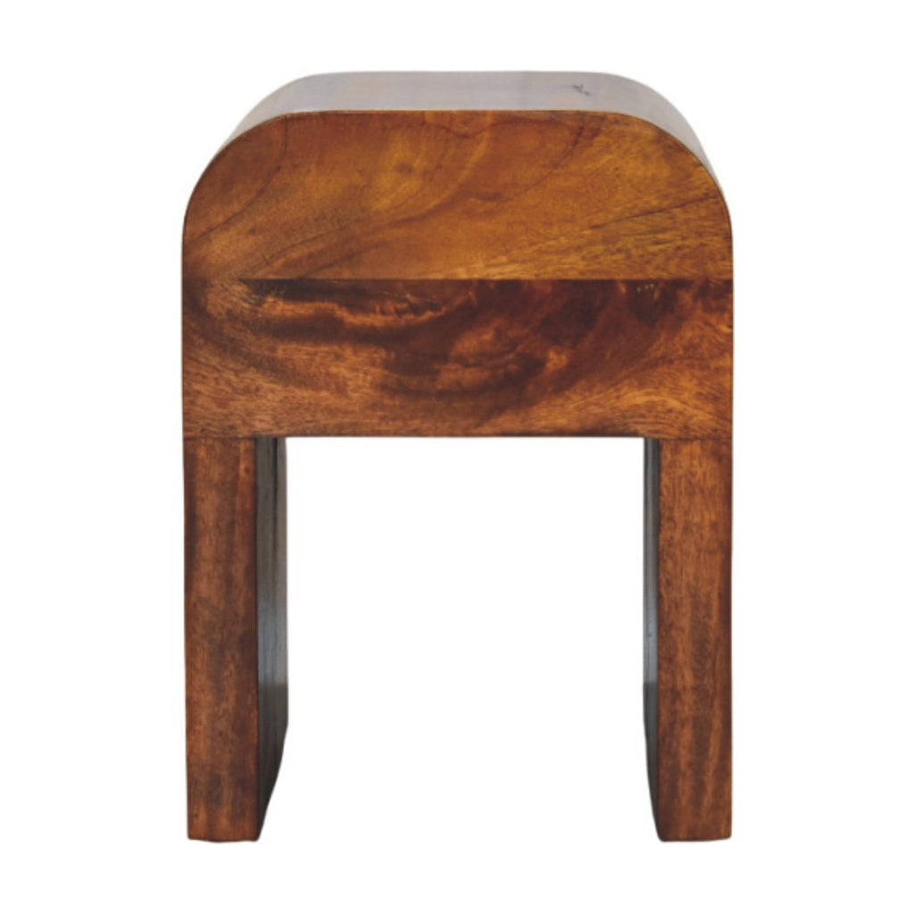 Mini Darcy Chestnut Nightstand with Curved Edges, 1-Drawer