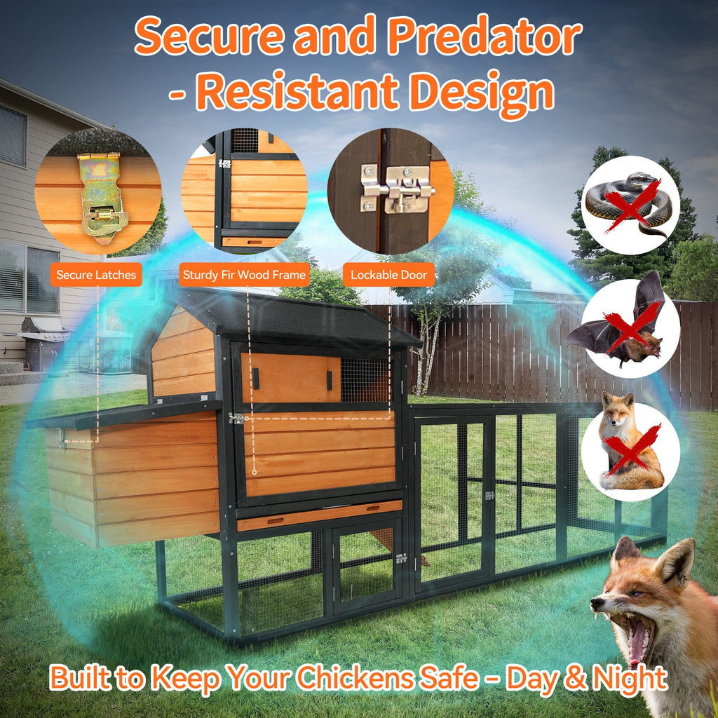 Large Brown and Black Wooden Chicken Coop