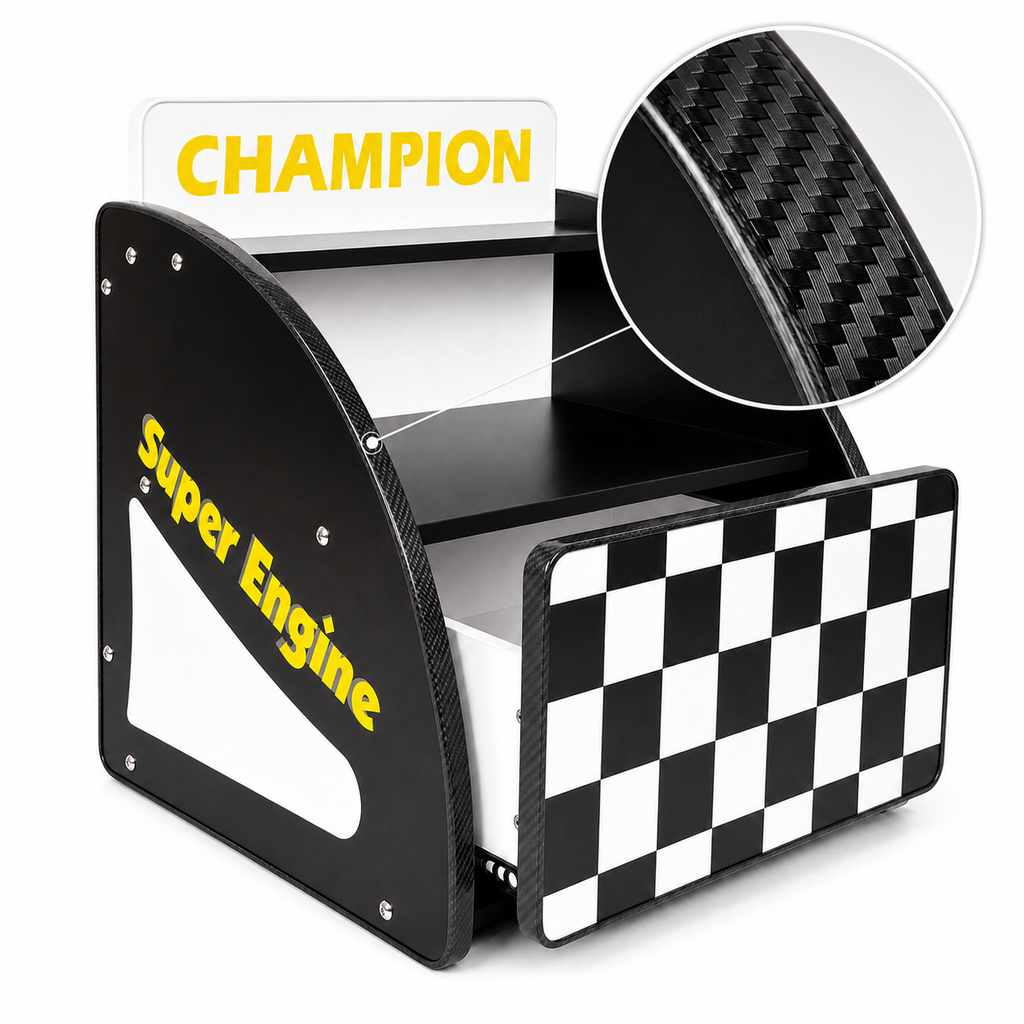 Kids Racing Car Nightstand with Open Storage Shelf