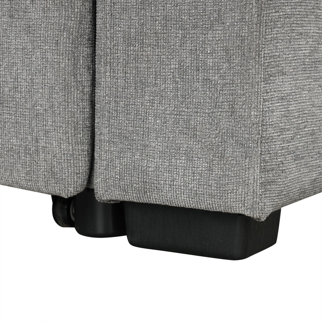 Modern 2 Seater Loveseat Sofa With Pull-Out Bed, Fabric, Built-In USB Ports & Cup Holders