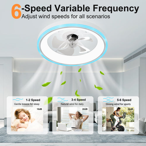 19.7" Modern RGB Ceiling Fan with Lights