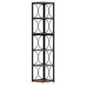 Tall 6 Tier Corner Bookshelf Storage Rack For Living Room - Rustic Brown