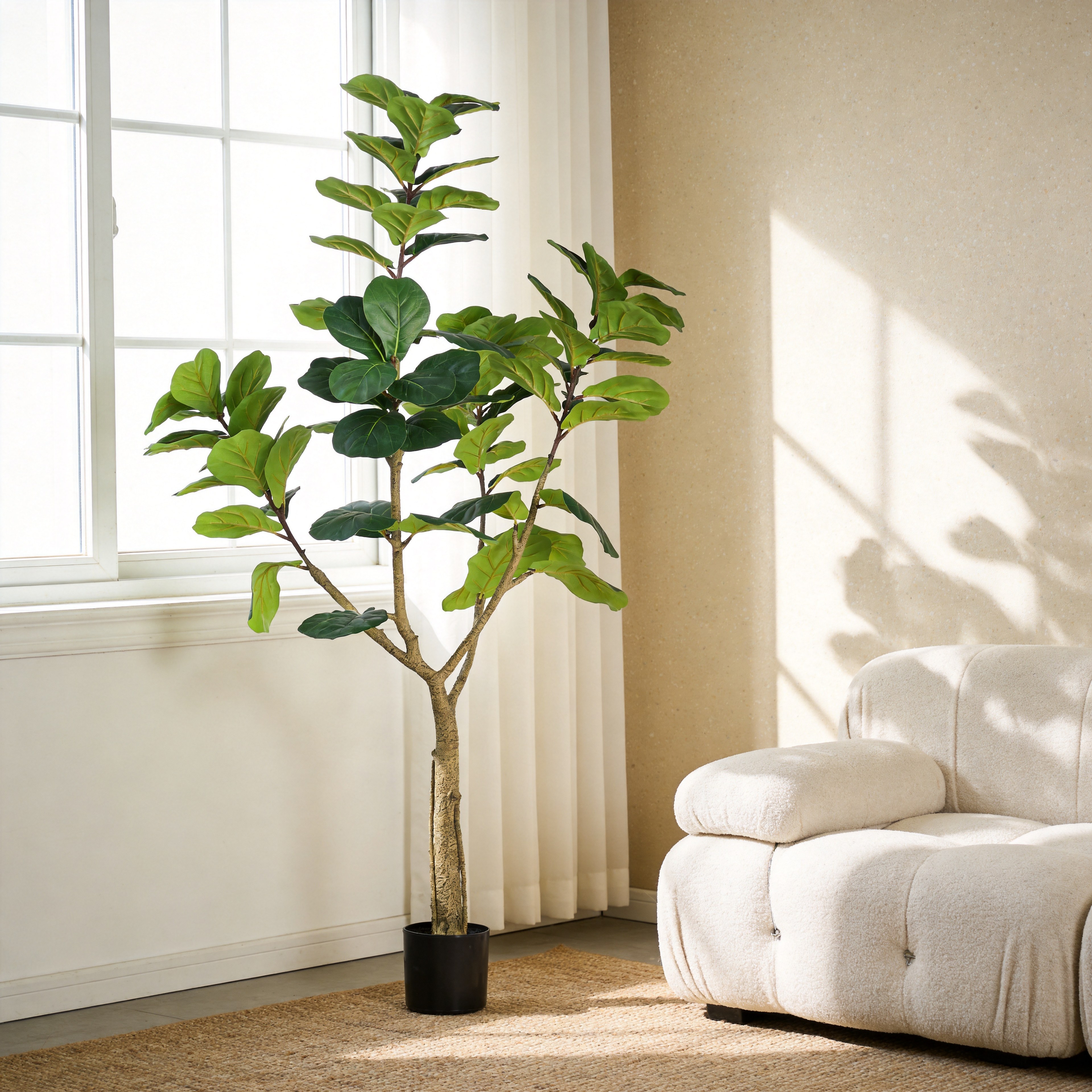 6FT Artificial Fiddle Leaf Fig Tree, Realistic Faux Potted Plant